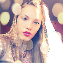 blue eyes bokeh lipstick model selfie